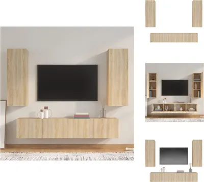 Produktbild von vidaXL 4-tlg. TV-Schrank-Set Sonoma-Eiche Holzwerkstoff -  TV-Möbel