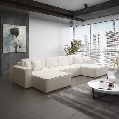 Produktbild von Wohnlandschaft Schlafsofa Sofa CONOR Kunstleder Creme
