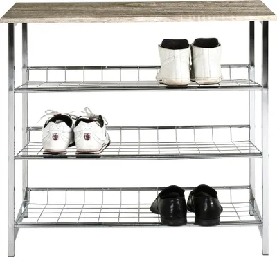 Immagine prodotto di Scaffale porta scarpe HAKU cromato, rovere tartufo - MDF, metallo, L/A/P: 86x81x28 cm