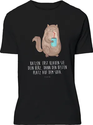 Produktbild von Mr. & Mrs. Panda Tshirt Katze Dose - Schwarz - Geschenk, Katzenfutter, Bezaubernd, T-Shirt mit Spruch, S, Lustiges, Herz, Shirt, Katzen, Cat