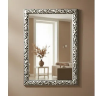 Obrázek produktu pro MO.WA Zrcadlo nástěnné zrcadlo moderní stříbrné obdélníkové 69x49 cm dřevěný rám klasické zrcadlo do ložnice křeslo zrcadlo do skříně zrcadlo toaletní zrcadlo zrcadlo do obývacího pokoje