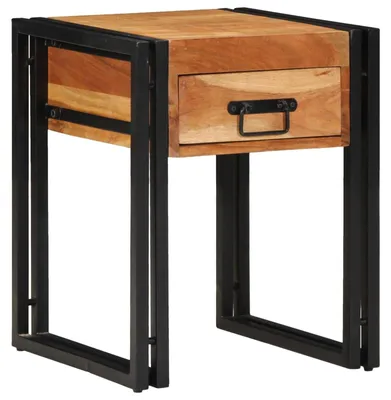 Image de Table d'appoint en bois d'acacia massif avec tiroir