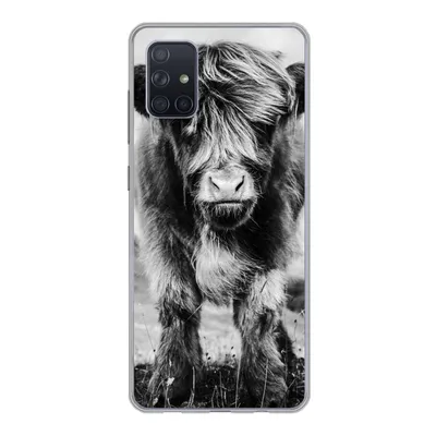 Produktbild von MuchoWow® Handyhülle Schutzhülle Hülle für Samsung Galaxy A71 Schottischer Highlander - Berg - Schwarz - Weiß Silikon Softcase Handy Hülle - Kartenbesitzer