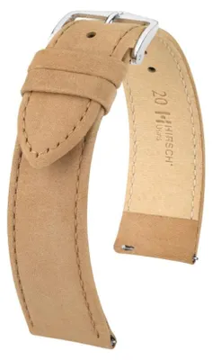 Produktbild von Hirsch Osiris Nubuk Beiges Kalblederarmband 18 mm 03433090-2-18