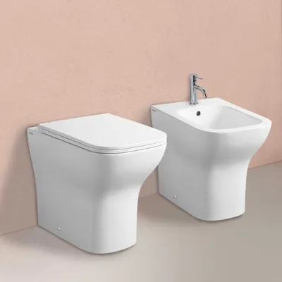 Immagine prodotto di Coppia di sanitari a terra filo parete bianco lucido | Swing