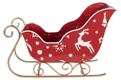 Produktbild von Clayre & Eef Weihnachtsdekorationsfigur Schlitten 29x13x19 cm Rot Metall