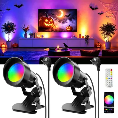 RGB LED-Tuinstrahler, IP65, 16 Farben, Fernbedienung, 2er-Set