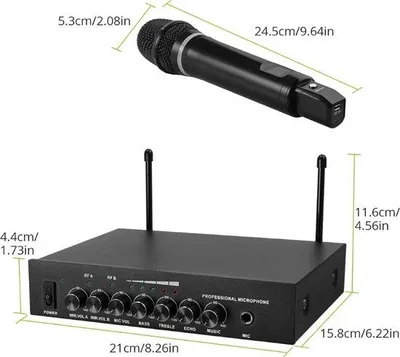 Immagine prodotto di Set di microfoni wireless UHF, 2 microfoni palmari, struttura in metallo, Bluetooth 5.0, uscita da 6,35 mm