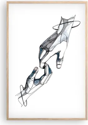 Produktbild von Gerahmtes Poster - Rahmen in heller Eiche - Surrealismus Hände Hilfe - 61x91,5 cm - Wand Bild - Wanddeko - Wandbilder - Kunstposter - Wandposter - Bilderrahmen - Bilder - Kunstdruck - P2NPA61x91-4438