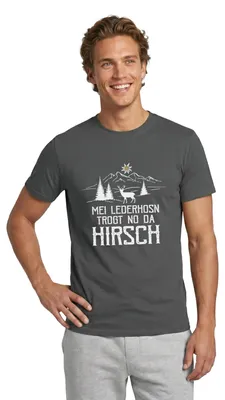 Produktbild von Spreadshirt Meine Lederhose Trägt Noch der Hirsch | Bayrisch Männer T-Shirt, XL, Anthrazit