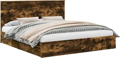Image de Lit de Rangement Chêne fumé 180 x 200 cm Bois d'ingénierie