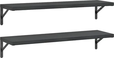 Image de vidaXL Étagères murales 2 pcs. 100x30 cm noir acier inoxydable