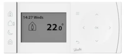 Produktbild von Danfoss Raumthermostat, TPOne-B, programmierbar, 7-Tage, 2xAA, On/Off, Display, weiß, 1 Stk.