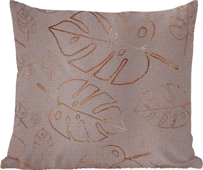 Produktbild von MuchoWow® Zierkissen Sofakissen Wohnzimmer Dekokissen 60x60 cm Design - Blätter - Lila - Sitzfläche - Foto Polster