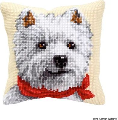 Produktbild von Vervaco Kreuzstich-Kissen-Set Hund  Westie- Stickbild vorgezeichnet