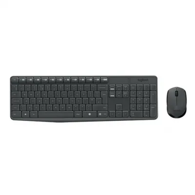 Obrázek produktu pro Logitech MK235, Plná velikost (100 %), Bezdrátový, RF bezdrátový, QWERTY, Šedá, Obsahuje myš