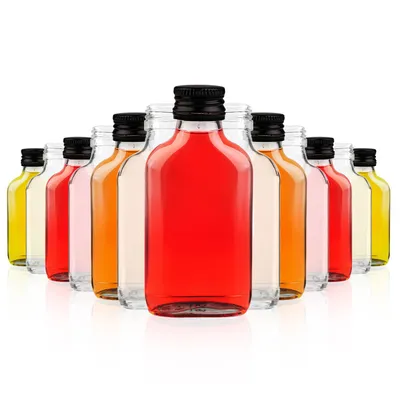 Zdjęcie produktu dla SuperButelki - 100x Butelka szklana PIERSIÓWKA 100 ml, z zakrętką, buteleczka na nalewki, bimber, mała flaszka 0,1l, mini butelki, zestaw butelek 100