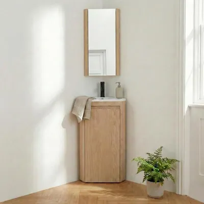 Immagine prodotto di Mobile lavabo angolare SORRENTO su gambe con rubinetto e mobiletto