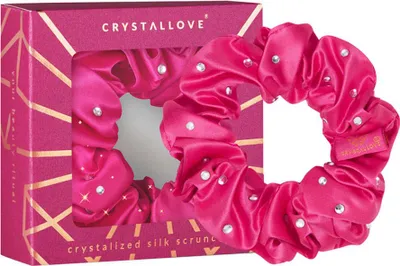 Image de CRYSTALLOVE Élastique pour cheveux en soie avec cristaux - Rose vif