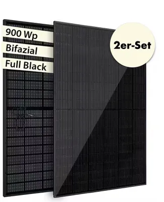 Produktbild von VALE leistungsstarkes Solarmodul Set, 2 x bifaziale Solarpanele, 900 Wp - Solaranlage Set für private Energieerzeugung, Balkonkraftwerk