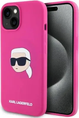 Obrázok produktu pre Karl Lagerfeld Klhmp15Sskhpplf Iphone 15 6,1" Fuchsia/Fuschia Pevné puzdro silikónové Karl Head Print Magsafe