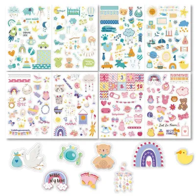 Produktbild von Set von 4 Babyalbumaufklebern - 215 bunte Designs - GNC0713YEJQieBu