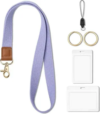 Image de Porte-cartes d'identité avec lanière pour ceinture - Violet - Porte-clés avec lanière pour ceinture
