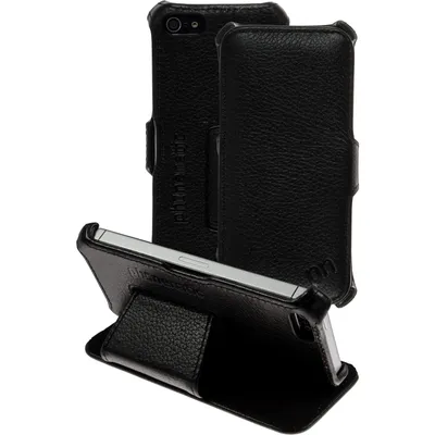 Produktbild von PhoneNatic Echt-Lederhülle kompatibel mit Apple iPhone 5 / 5s / SE - Leder-Case schwarz + Glasfolie