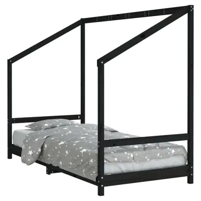Immagine prodotto di vidaXL Letto per bambini nero 90x200 cm in legno di pino massiccio