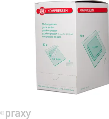 Produktbild von NOBA Mullkompressen steril 8- lagig 50 x 2 Stück 5 x 5 cm
