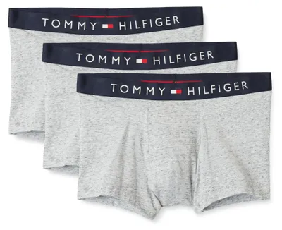 Productafbeelding van Tommy Hilfiger heren, 3-pack boxershorts, model trunk, met logo aan de tailleband, grijs (Grey Htr/Grey Htr/Grey Htr), maat S