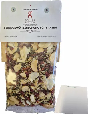 Produktbild von Gisellas Bottega Feine Gewürzmischung für Braten (50g Packung) + usy Block