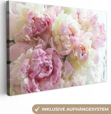 Produktbild von MuchoWow® - Leinwandbilder - Vintage - Blumen - Rosen - Natur, Wandbild, Wanddeko Bilder Wohnzimmer, 120x80cm