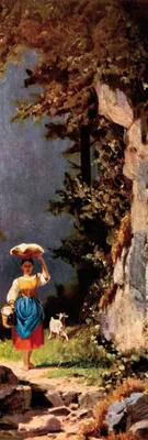Obrázok produktu pre Carl Spitzweg Art Print Obraz - Dievča s kozou, 1852 (158 x 53 cm)
