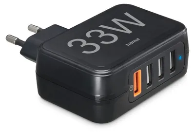 Produktbild von Hama Schnellladegerät, 4x USB-A, 33 W, Schwarz