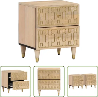 Produktbild von The Living Store Nachttische 2 Stk. 40x33x46 cm Massivholz Mango