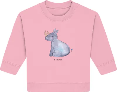Produktbild von Mr. & Mrs. Panda Organic Baby Pullover Einhorn Nashorn 24. - 36. Monat - Baumwolle Pink - Geschenk, Regenbogen, Unicorn, Lustig, Zoo, Glitzer, Bullover