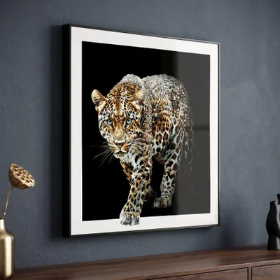 Obrázok produktu pre Lakovaný obraz na plátne jaguár s rámom 82x4x82 cm