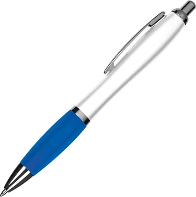 Produktbild von 10 Kugelschreiber aus Kunststoff / Farbe: weiß-blau