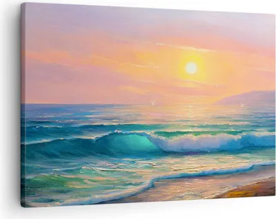 Produktbild von Bild auf Leinwand - Leinwandbild - Meer Welle Ufer - 70x50cm - Wand Bild - Wanddeko - Wandbilder - Leinwanddruck - Bilder - Kunstdruck - Wanddekoration - Leinwand bilder - Wandkunst - AA70x50-3915