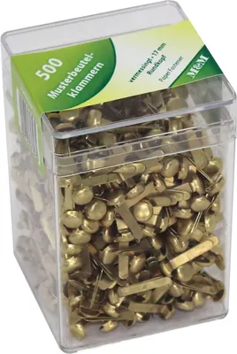 Produktbild von Musterbeutelklammern Rundkopf 17mm vermessingt VE=10x500 Stück