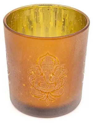 Image de Bougeoir Ganesha givré/métallique - lot de 2 pièces - 7,3x8 cm