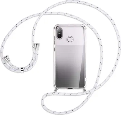 Produktbild von Handykette Backcover-Schutzhülle mit Band (Metall silberfarben) für HTC U12 life - weiß/grau