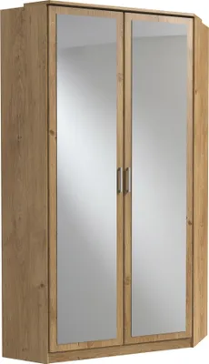Produktbild von Eckkleiderschrank >Click< Plankeneiche / Spiegel - 95x198x95 (BxHxT)