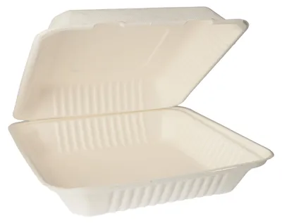 Zdjęcie produktu dla Pudełka na menu, trzcina cukrowa "czysta" niepodzielona 8 cm x 25,5 cm x 25,5 cm biały