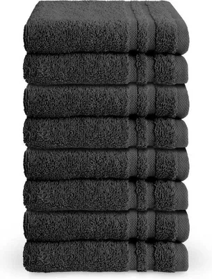 Produktbild von Unyqoos® Byrklund Gästetücher 30 x 50 cm – 8er Set, 100% Baumwolle, 500 g/m², Hotelqualität, Anthrazit