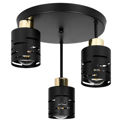 Produktbild von MasterLED Deckenleuchte E27 LED 3-flammig schwarz gold rund Ø290 mm IP20