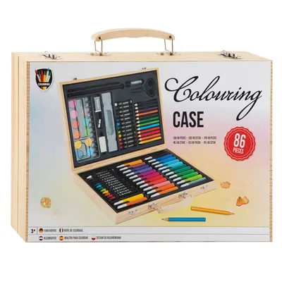 Image de Grafix boîte de peinture bois 86 pièces 33x23cm