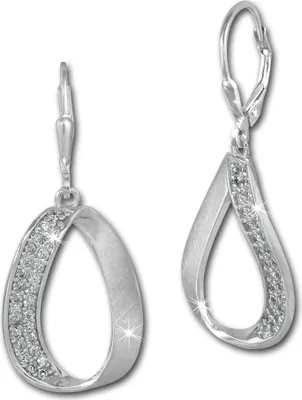 Produktbild von SilberDream Ohrhänger Damen 925 Silber weiß Oval Zirkonia Ohrringe SDO371W