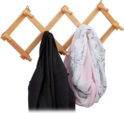 Produktbild von Klappbare Wandgarderobe aus Holz mit 10 Haken, platzsparend, 34x11x9cm